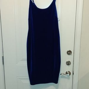 Forever 21 plus size 2X cobalt blue velor bodycon spaghetti strap dress
